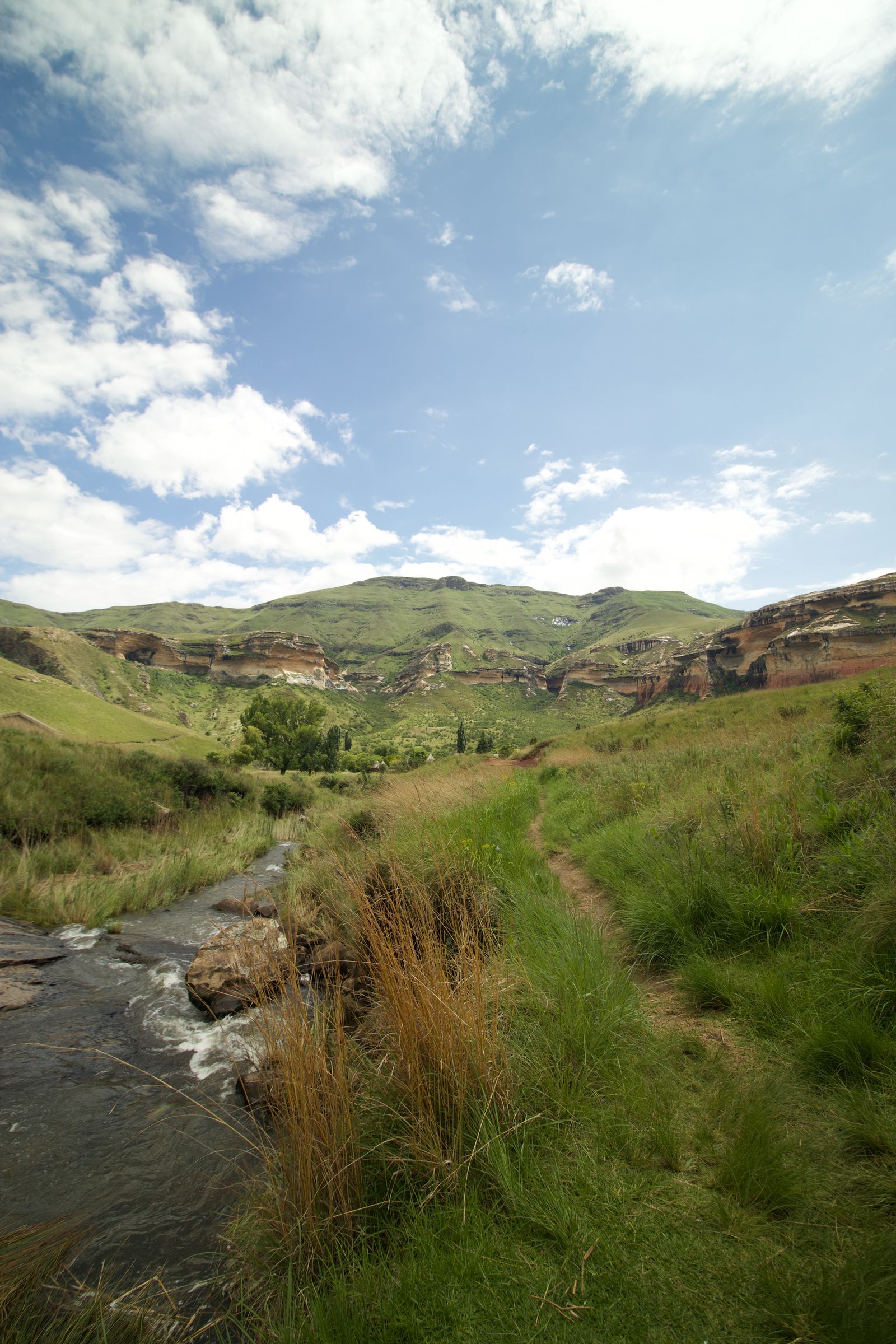 Hiking trail in the Drakensberg mountains, South Africa