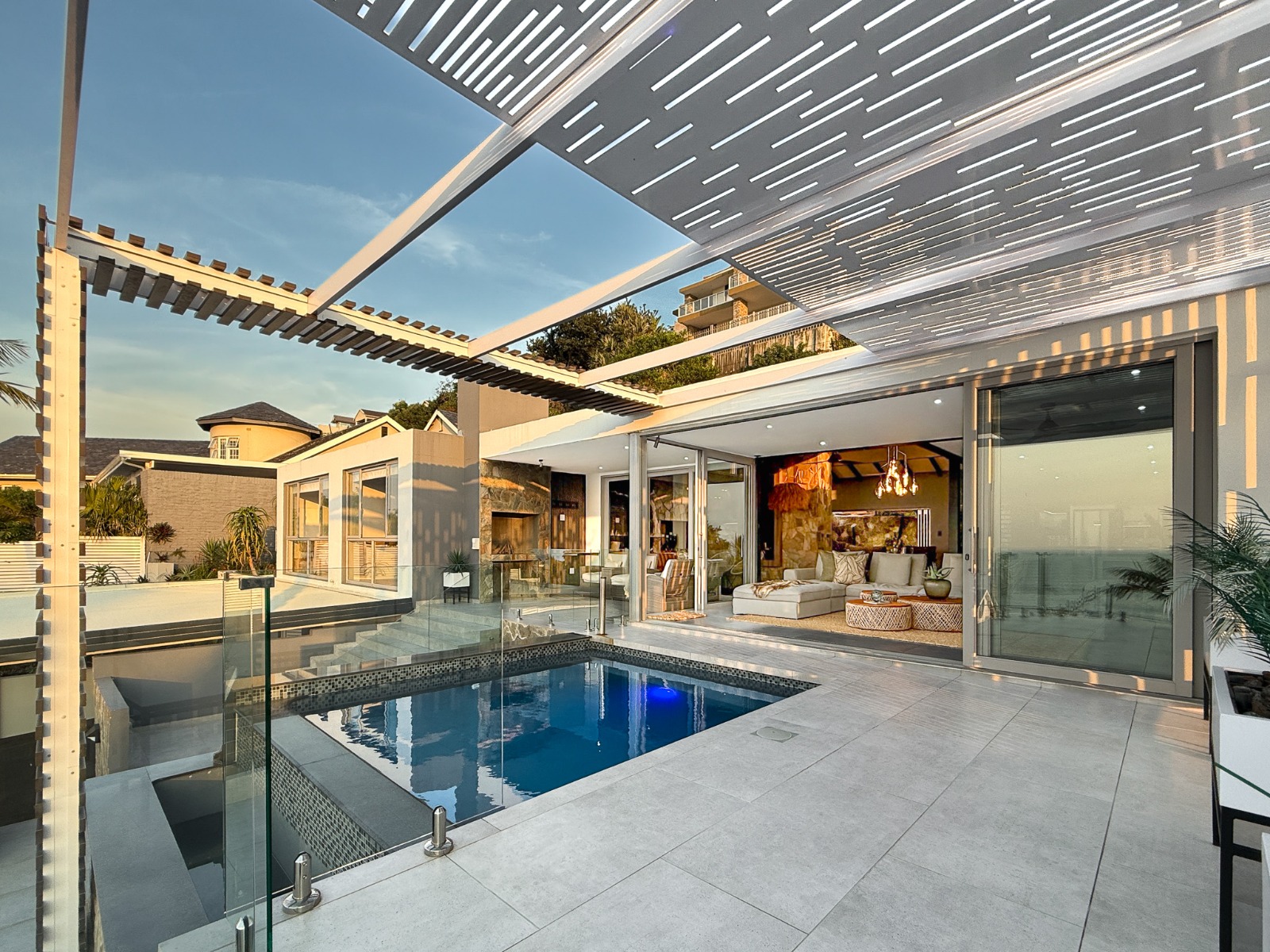 Pool and open-plan lounge at Thirty Two B on Salmon Bay